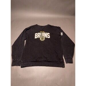 Boston Bruins NHL Crewneck Sweatshirt Large Calhoun Black Tie Dye Faded Pullover